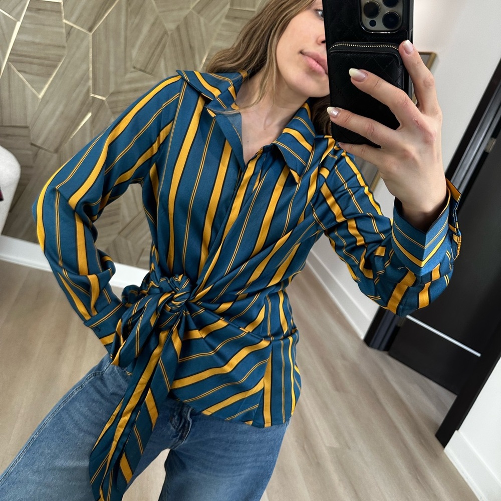 Striped Blue and Yellow Women's Top